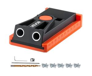 VEVOR Kit de gabarit de perçage de poche, réglable de 12,7 à 38,1 mm, système de trou de poche, avec foret étagé, clé hexagonale, bague d'arrêt, foret carré, chevilles et vis, cadre en nylon renforcé