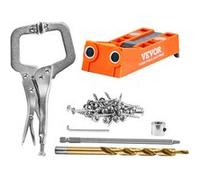 VEVOR Kit de Gabarit de Trou de Poche Profondeur Réglable 1,27-3,81cm Avec 1 Pince en C Argent et Orange