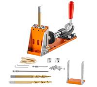 VEVOR Kit de Gabarit de Trou de Poche Profondeur Réglable 12,7-38,1 mm Système de Trou de Poche en Alliage d'Aluminium Gabarit de Perçage Oblique Kit Complet pour Travaux de Menuiserie Meuble en Bois