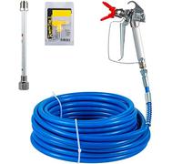 VEVOR Kit de Pistolet et Tuyau pour Pulvérisateur Tuyau de Pulvérisation sans Air 15,24 m x 6,35 mm Haute Pression 3600 psi Buse Poteau d'Extension Joint Pivotant Intégré Pulvériser Peinture Bleu