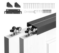 VEVOR Kit de Quincaillerie pour Porte Coulissante Parallèle, Système Coulissant pour Porte de Placard Double Rails 152,4 cm en Alliage d'Aluminium, pour Vantail Épaisseur 2,5-4,5 cm Largeur 76.2 cm