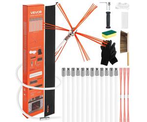 VEVOR Kit de Ramonage 12 m Brosse Ramonage Cheminée Extensible Outil de Nettoyage Flexible 90° pour Conduits de Cheminées Carrées Rectangulaires Arquées, avec Brosses Rechange, Lunettes de Protection