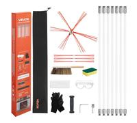 Kit de brosses pour tuyaux de poêle VEVOR, longueur max. 7 m, brosses pour cheminées, kit de ramonage, brosse pour cheminées, outil de nettoyage pour cheminées pliable à 90°, pour cheminées carrées et