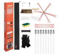 VEVOR Kit de Ramonage 8 m Brosse Ramonage Cheminée Extensible Outil de Nettoyage Flexible 90° pour Conduits de Cheminées Carrées Rectangulaires Arquées, avec Poils de Rechange, Lunettes de Protection