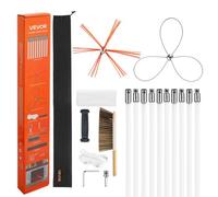 VEVOR Kit de Ramonage de Cheminée Extensible à 10 m, Kit de Nettoyage avec 2 Têtes de Brosse pour Cheminée Carrée, Rectangulaire et en Arche, Cannes Flexibles en Nylon, Lunettes de Protection, Brosse