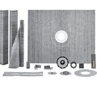 VEVOR Kit de rebords de douche, 1219 x 1524 mm Kit de receveurs de douche avec bride centrale en PVC, membrane étanche, grille en acier inoxydable et joint d'étanchéité, barres de pente pour receveurs