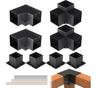 VEVOR Kit de support pour pergola 152,4 x 152,4 mm, 8 pièces, équerre d'angle haute performance à 3 voies, travaux sur bois, socle de poteau DIY, installation facile, poutres en bois pour pavillons, p