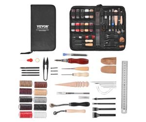 VEVOR Kit de travail du cuir, 38 pièces, outils d'artisanat du cuir avec sac de rangement en toile, pour gravure, poinçonnage, couture, estampage, découpe, pour débutants, bricoleurs et professionnels