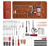 VEVOR Kit de travail du cuir, 72 pièces, outils d'artisanat du cuir avec sac de rangement portable, pour gravure, poinçonnage, couture, estampage, ponçage, pour débutants, bricoleurs et professionnels