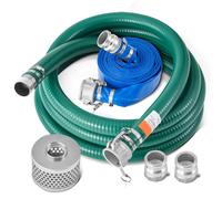 VEVOR Kit de tuyau d'aspiration pour pompe à eau, avec tuyau de lavage à contre-courant bleu de 50,8 mm x 15,24 m, tuyau d'aspiration vert de 6,1 m, crépine à trou rond en acier, serrures à came 2 in