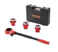VEVOR Kit d'enfile-tuyau à cliquet, 1,27 cm NPT, 1,9 cm NPT, enfile-tuyau manuel à cliquet NPT de 2,5 cm, ensemble d'outils de filetage de tuyau portable avec 3 matrices NPT, étui de rangement pour