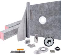 VEVOR Kit d'étanchéité pour douche, 1219,2 x 1219,2 mm, Kit d'étanchéité pour salle de bain 10 cm de grille en acier inoxydable, 2 seuils de douche découpables & truelle, barres de pente pour receveur