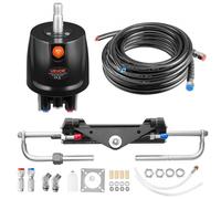 VEVOR Kit Direction Hydraulique Hors-bord 110kW (150 HP) Système Direction Hydraulique Bateau pour Monomoteur Station Unique, avec Pompe Barre 6,9 MPa, Cylindre de Verrouillage Bidirectionnel, Flexibl