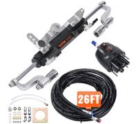 VEVOR Kit direction hydraulique hors-bord 300 CV système direction hydraulique marin, pompe à barre, cylindre de verrouillage bidirectionnel tuyau 7,9 m, pour bateaux monomoteurs à station unique