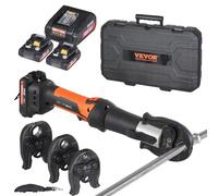 VEVOR Kit d'outils de sertissage de tuyaux électriques alimentés avec 2 batteries 18 V 2,0 Ah, pince à sertir professionnelle, avec mâchoires V15, V22, V28, chargeur rapide et étui de transport, 360°