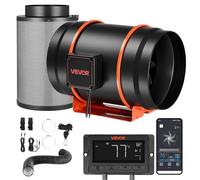 VEVOR Kit extracteur d'air en ligne 1372 m³/h, kit ventilateur de conduit avec filtre à charbon actif, moteur EC 203 mm, 10 niveaux de vitesse, contrôle PWM avec application et minuterie, pour