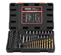 VEVOR Kit Extracteurs de Vis Cassée 54PCs, Outils d'Extraction d'Écrous Endommagés et Arrondis, pour Réparation Domicile Atelier, en Acier Cr-Mo Robuste, avec Adaptateurs et Coffret de Rangement