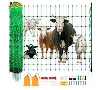 VEVOR Kit filet de clôture électrique 0,88x49,98 m clôture filet PE avec poteaux piquets à double pointe, maille portable utilitaire pour chèvres, moutons, agneaux, cerfs, porcs, chiens, cours, fermes