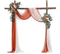 VEVOR Kit Fleurs Artificielles pour Arche de Mariage avec 2 Bouquets de Fleurs, 2 Rideaux Translucides, pour Décoration Célébrations Cérémonie, de Toile de Fond de Réception, Événements, Orange Blanc
