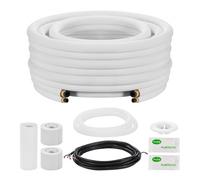 VEVOR Kit Liaison Frigorifique Tuyau en Cuivre Mini-split 6,4 mm 12,7 mm Diamètre Extérieur, 15,2 m Longueur, Bobine Isolée en PE Blanc Épais 9,5 mm avec Écrous, Raccords, pour Mini Climatiseurs Split