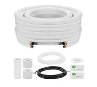 VEVOR Kit Liaison Frigorifique Tuyau en Cuivre Mini-split 9,5 mm 15,9 mm Diamètre Extérieur, 7,6 m Longueur, Bobine Isolée en PE Blanc Épais 9,5 mm avec Écrous, Raccords, pour Mini Climatiseurs Split