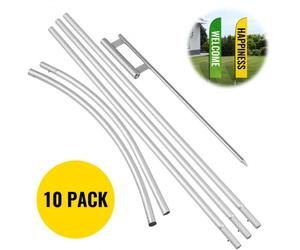 VEVOR Kit Mât de Drapeau, 10 Kits x 6pcs 4,3m Mât de Drapeau Plume, Installation Facile Kit de Poteau et Piquet pour Drapeau, Hampe Oriflamme Publicitaire en Alu pour Cérémonie d'Ouverture Exposition