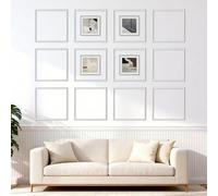 VEVOR Kit Moulure Murale Prédécoupée Lot de 12 Cadres Moulure Murale 51x51 cm pour Décoration Intérieure Mur d'Accent Salon Chambre, Prêt à Poser, en Polystyrène Léger à Peindre, Imperméable, Blanc