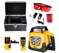 VEVOR Kit Niveau Laser Rotatif Autonivelant 360°, Portée 300 m, Faisceau Rouge, Inclinaison Réglable, Angle de Balayage Flexible, Étanchéité IP54, Précis, avec Récepteur, Télécommande, Étui Transport