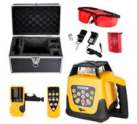 VEVOR Kit Niveau Laser Rotatif Autonivelant 360°, Portée 300 m, Faisceau Rouge, Inclinaison Réglable, Angle de Balayage Flexible, Étanchéité IP54, Précis, avec Récepteur, Télécommande, Étui Transport
