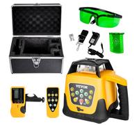 VEVOR Kit Niveau Laser Rotatif Autonivelant 360°, Portée 500 m, Faisceau Vert, Inclinaison Réglable, Angle de Balayage Flexible, Étanchéité IP54, Précis, avec Récepteur, Télécommande, Étui Transport