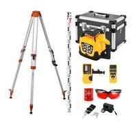 VEVOR Kit Niveau Laser Rotatif Faisceau Rouge Niveau Laser Rotatif 360° avec Trépied et Mire, Portée 300 m, Pente Réglable, Angle de Balayage Flexible, Précis, avec Télécommande, Étui de Transport