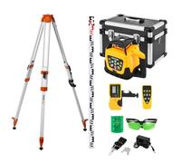 VEVOR Kit Niveau Laser Rotatif Faisceau Vert Niveau Laser Rotatif 360° avec Trépied et Mire, Portée 500 m, Pente Réglable, Angle de Balayage Flexible, Précis, avec Télécommande et Étui de Transport