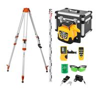 VEVOR Kit Niveau Laser Rotatif Faisceau Vert Niveau Laser Rotatif 360° avec Trépied et Mire, Portée 500 m, Pente Réglable, Angle de Balayage Flexible, Précis, avec Télécommande et Étui de Transport