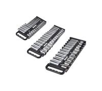 VEVOR Kit Organisateurs de Douilles Portables, Lot de 3, Plateaux de Douilles Métriques SAE 1/4'', 3/8'', 1/2'', Capacité de 76 Douilles, avec Poignée et Base Magnétique, pour Tiroir de Boîte à Outils