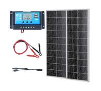 VEVOR Kit Panneau Solaire Monocristallin 200 W Panneaux Solaires 2PCS + Contrôleur de Charge Module PV Monocristallin à Haute Efficacité 23% Étanche IP68 pour Maison, Camping-car, Bateau, Hors-réseau