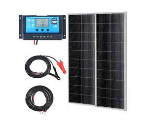 VEVOR Kit Panneau Solaire Monocristallin 200 W Panneaux Solaires 2PCS + Contrôleur de Charge Module PV Monocristallin à Haute Efficacité 23 % Étanche IP68 pour Maison, Camping-car, Bateau, Hors-réseau