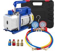 VEVOR Kit Pompe à Vide Climatisation 4 CFM (113 L/min) Kit de Pompe à Vide Automatique 1/3 HP avec 3 Tuyaux 1720 tr/min pour Climatiseur Clim Voiture Automobile HVAC Réfrigérateur