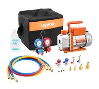 VEVOR Kit Pompe à Vide et Manomètre 3,5 CFM 99 L/Min Pompe à Vide Climatisation à Palettes Rotatives 1 Étage avec Sac de Transport Compatible R134a R22 R410a R1234YF R32 pour Climatiseur Automobile