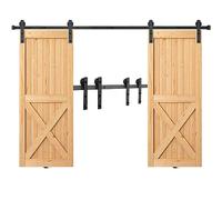 VEVOR Kit Quincaillerie de Porte Coulissante de Grange 244 cm Rail Porte Coulissante Convient Double Porte Largeur 1,12-1,32 m Épaisseur 32-45 mm Charge 150 kg Poulie Silencieuse Forme I pour Maison