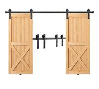 VEVOR Kit Quincaillerie de Porte Coulissante de Grange 244 cm Rail Porte Coulissante Convient Double Porte Largeur 1,12-1,32 m Épaisseur 32-45 mm Charge 150 kg Poulie Silencieuse Forme I pour Maison