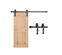 VEVOR Kit Quincaillerie de Porte Grange Coulissante Simple, 150 cm, Rail Durable et Rouleau J, Charge 150 kg, pour Portes 762 mm de Largeur et 34,92-44,45 mm d'Épaisseur, Noir, Portes Non Incluses