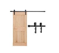 VEVOR Kit Quincaillerie de Porte Grange Coulissante Simple, 183 cm, Rail Durable et Rouleau J, Charge 150 kg, pour Portes 914,4 mm de Largeur 34,92-44,45 mm d'Épaisseur, Noir, Portes Non Incluses