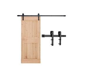 VEVOR Kit Quincaillerie de Porte Grange Coulissante Simple, 183 cm, Rail Durable et Rouleau J, Charge 150 kg, pour Portes 914,4 mm de Largeur 34,92-44,45 mm d'Épaisseur, Noir, Portes Non Incluses