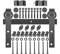 VEVOR Kit Quincaillerie Porte Double 366 cm Quincaillerie Porte Suspendue 150 kg Rail Porte Coulissante Acier Carbone 4 Cintres 6x4x30 cm Épaisseur Porte 35-45 mm pour Portes 183 cm Chambre Garages