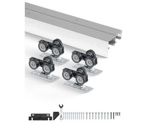 VEVOR Kit quincaillerie pour porte coulissante 1828 mm, kit rail pour porte de placard coulissante robuste en alliage d'alu avec poignées à doigts, pour système 2 portes, pour épaisseur porte 35-45 mm