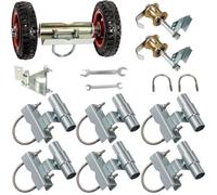 VEVOR Kit Rail Porte Coulissante Acier Inoxydable Quincaillerie Clôture Portail Acier Galvanisé avec Porte-Roues Double 6 Supports Universels Rails 2 Galets Roulement 1 Verrou 2 Supports Roue Arrière