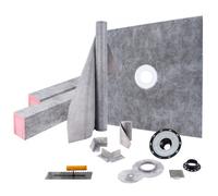 VEVOR Kit receveur de douche 1219x1219 mm seuil de douche étanche avec drain central PVC, grille acier inoxydable 10 cm, 2 bordures de douche et truelle découpables, bac de douche pour salle de bain