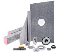 Kit de seuil de douche VEVOR, 121,9 x 182,9 cm, tapis de seuil de douche étanche avec 10,2 cm d'ABS au centre, 10,2 cm de tissu en acier inoxydable, 2 seuils de douche découpés et spatule,