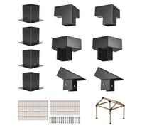 VEVOR Kit Support de Pergola, Lot de 14, Support de Poteau Bois 92x92 mm, Supports d'Angle à 3 Voies, à 4 Voies, 4 Bases de Poteaux, pour Poutres Bois Standard Toit Incliné, Banquet Fête en Plein Air