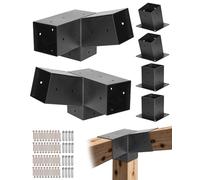 Connecteurs de poteaux VEVOR, fixations obliques à 3 voies pour poutres en bois 92x92 mm, pack de 2 fixations pour pergolas avec 2 socles de poteaux & 2 socles de montage mural, pour pergolas, pavillo
